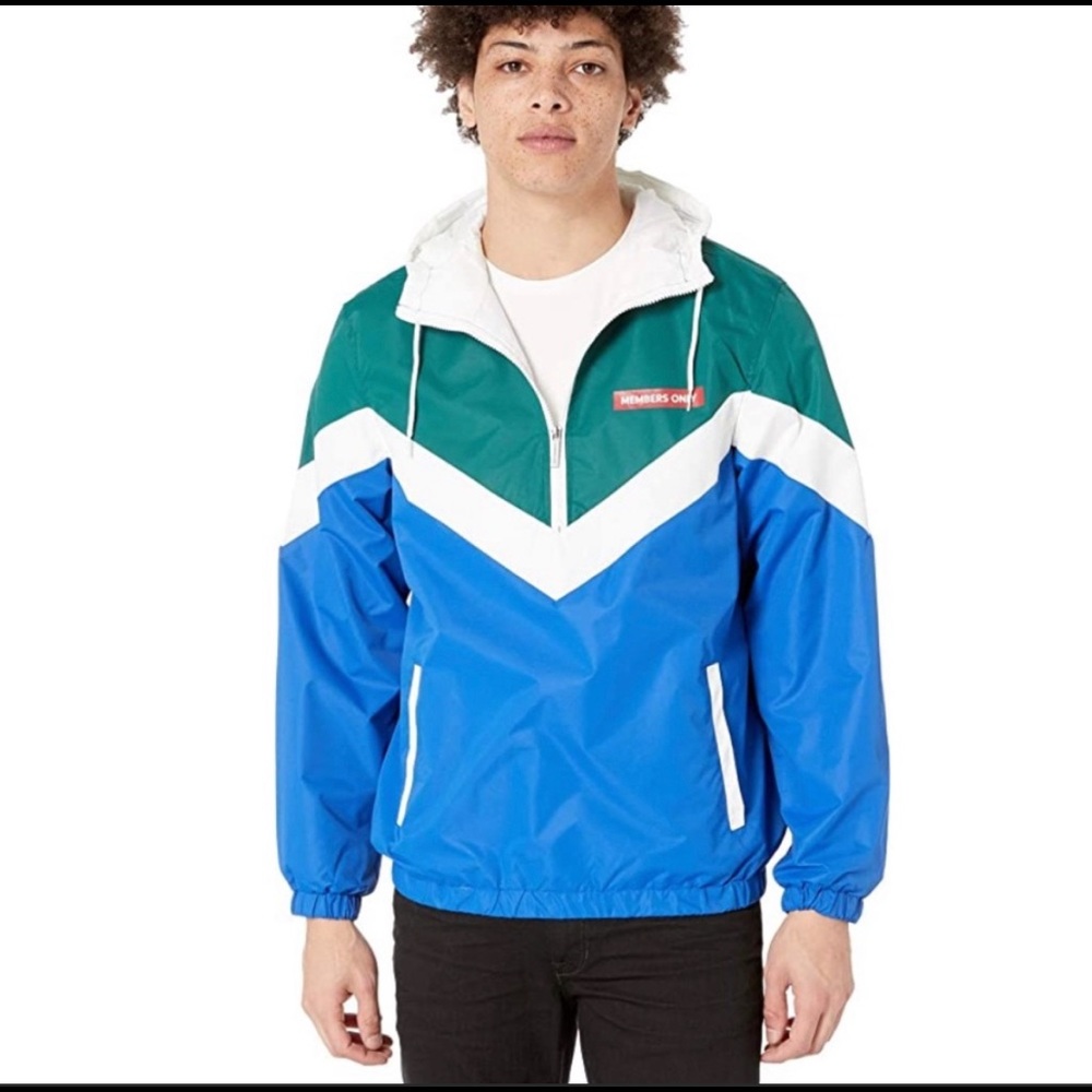 Members Only Men's Colorblock Pullover Half-Zip Hooded Jacket Size Medium
